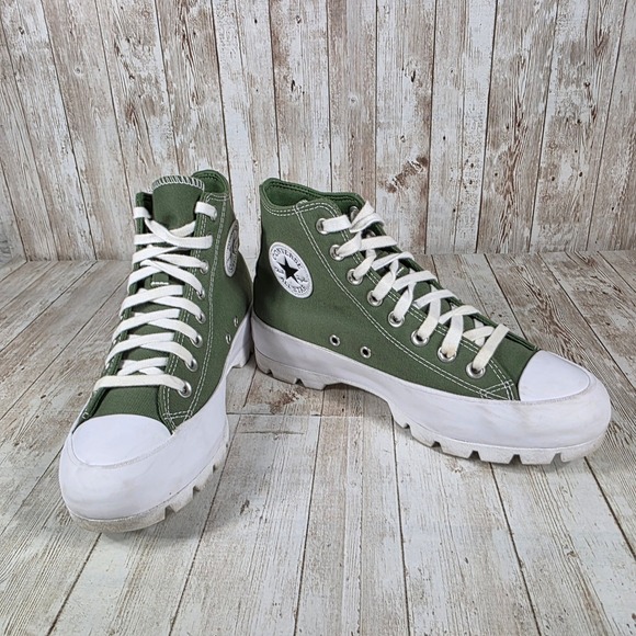 Converse All Star Run Star Hike Olive Green High Top Platform Sneakers - Picture 6 of 8